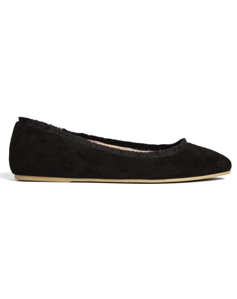 Ballerines en Velours de Cuir Cotton Candy noir