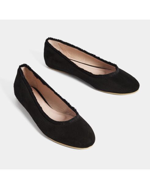 Ballerines en Velours de Cuir Cotton Candy noir