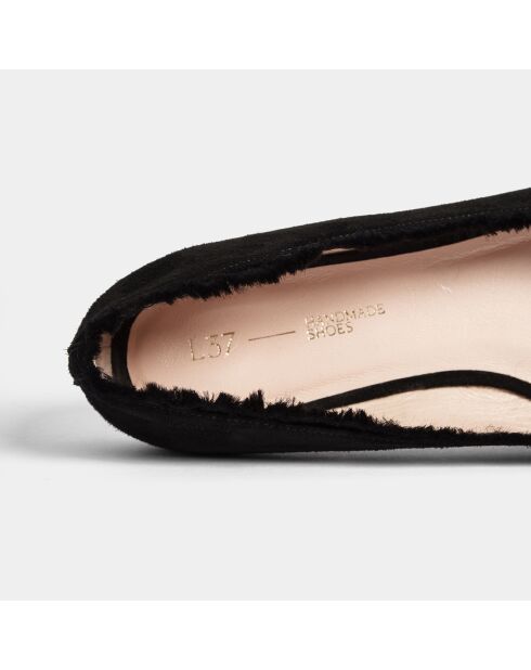 Ballerines en Velours de Cuir Cotton Candy noir