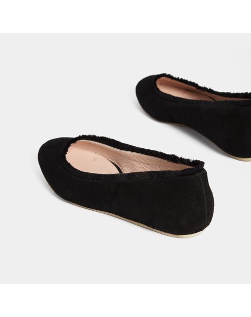 Ballerines en Velours de Cuir Cotton Candy noir