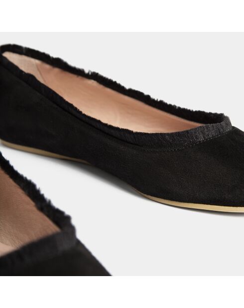 Ballerines en Velours de Cuir Cotton Candy noir