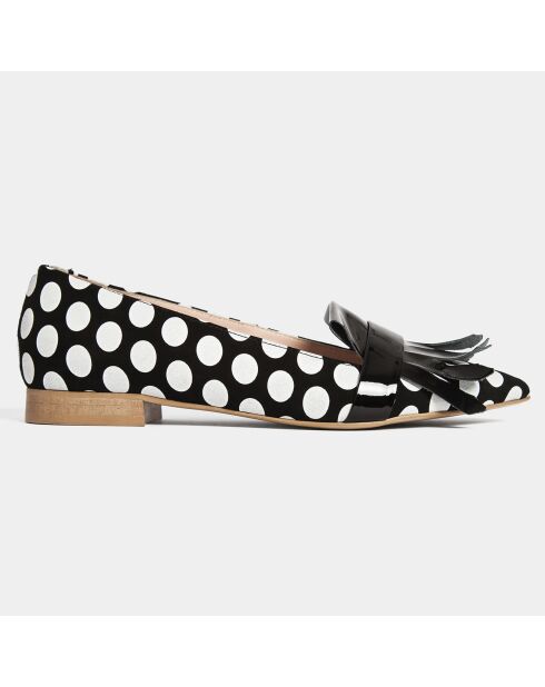 Slippers en Cuir Pretty flay noir/blanc