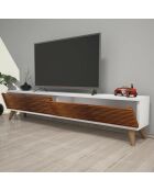 Meuble TV Hill noisette/blanche - 35x160x25 cm