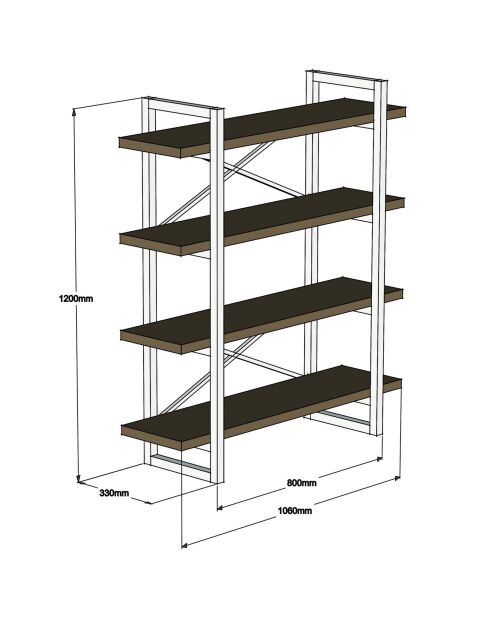Bibliothèque makro noisette - 120x106x33 cm