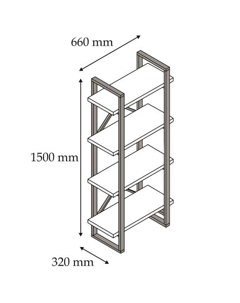 Bibliothèque alaro noisette - 150x66x32 cm