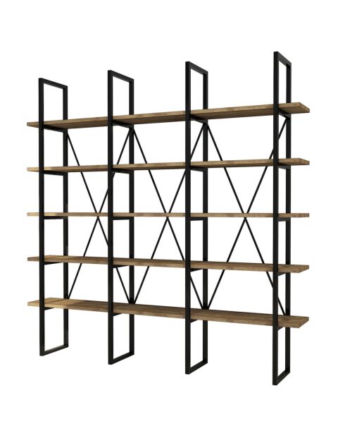 Bibliothèque beylerbeyi noisette/noir - 160x160x26 cm