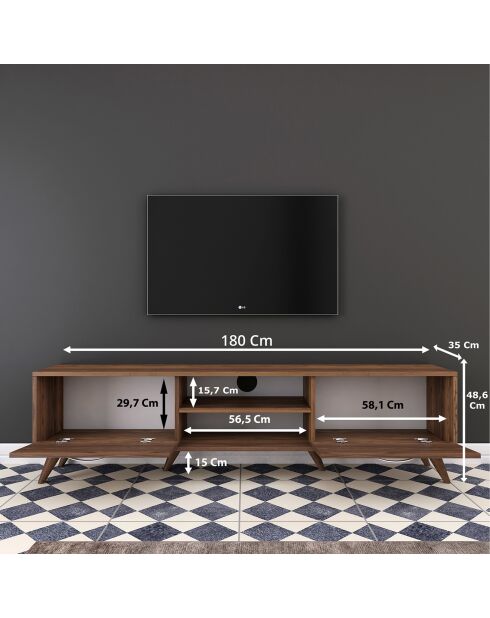 Meuble TV A9 noisette - 48.6x180x35 cm