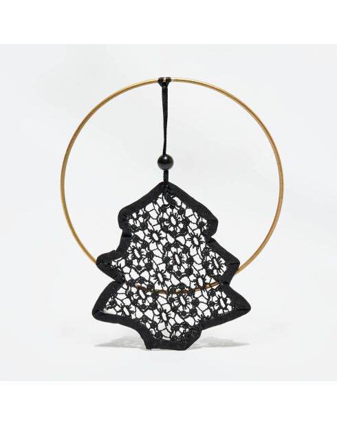 Suspension arbre avec bague Lacey noire - D.15 cm