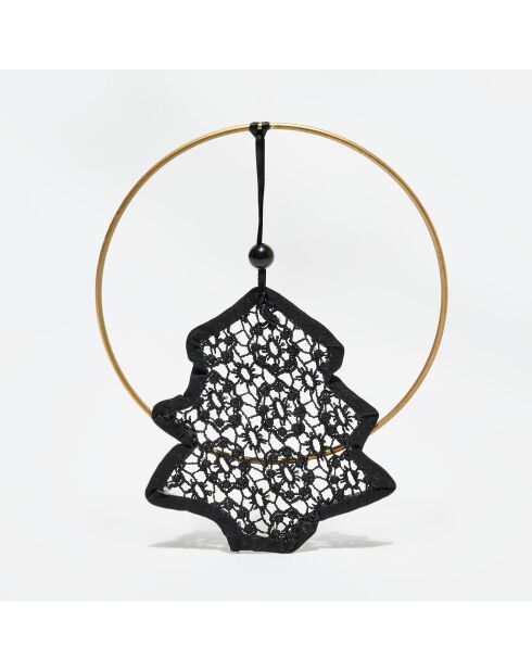 Suspension arbre avec bague Lacey noire - D.15 cm