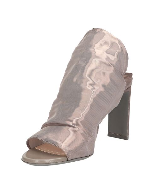 Mules en Cuir gris perle - Talon 8.5 cm