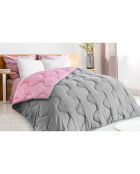 Couette 300gsm et 1 oreiller rose/gris - 140x200 cm