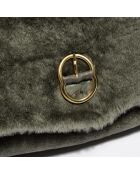 Sac en fourrure Matteo kaki - 40x26x10 cm