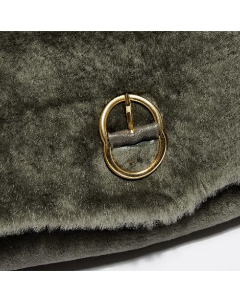Sac en fourrure Matteo kaki - 40x26x10 cm