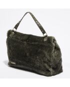 Sac en fourrure Matteo kaki - 40x26x10 cm