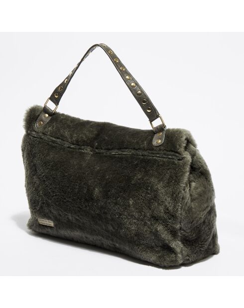 Sac en fourrure Matteo kaki - 40x26x10 cm