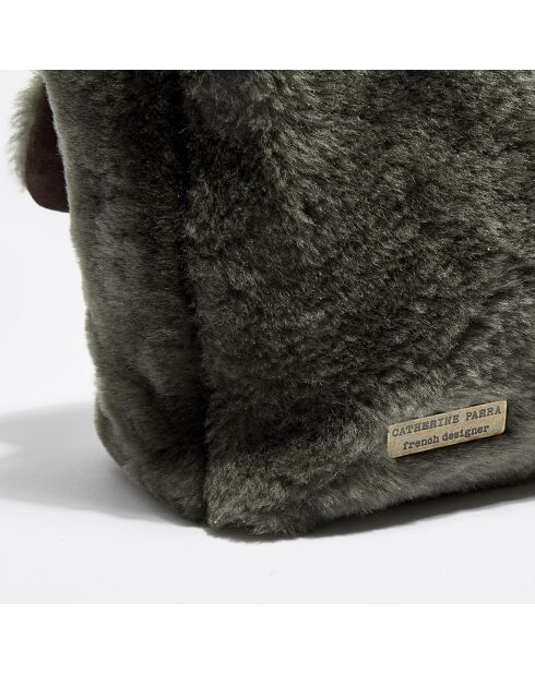 Sac en fourrure Matteo kaki - 40x26x10 cm