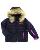 Veste de ski Snow col fausse fourrure bleu foncé