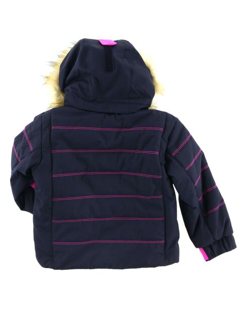 Veste de ski Snow col fausse fourrure bleu foncé