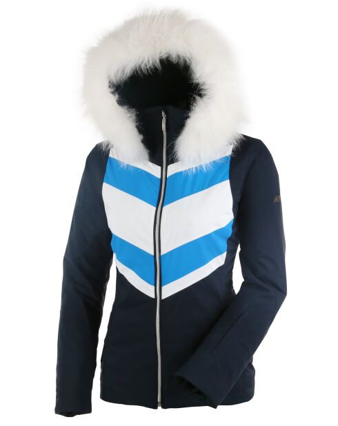 Veste de ski Dufour fausse fourrure amovible marine/blanc
