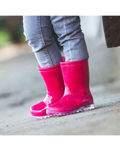 Bottes de pluie enfant avec semelles lumineuses rouges