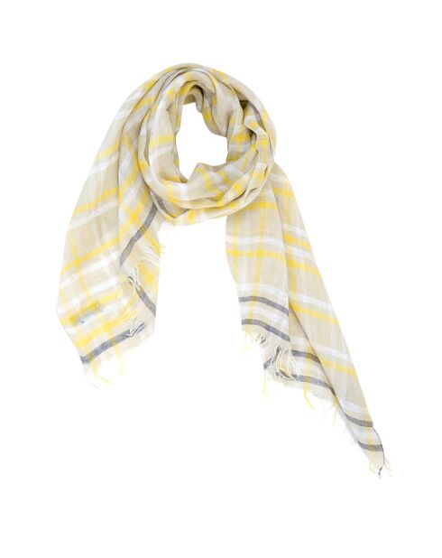 Foulard 100% Lin Archi beige/jaune - 60x190 cm