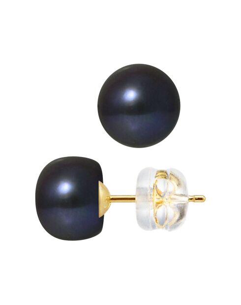 Gretel Ohrringe Gelbgold Schwarze Süßwasserperle Tahiti
