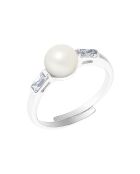 Bague réglable Jonc Massif Argent Perle d'Eau Douce blanche