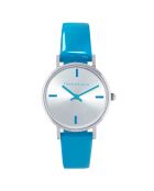 Blauw lakleer dameshorloge
