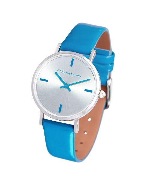 Blauw lakleer dameshorloge