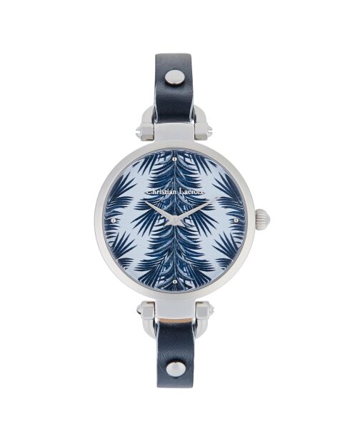 Blaue Lederuhr für Damen