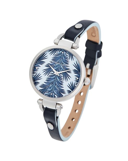 Blaue Lederuhr für Damen