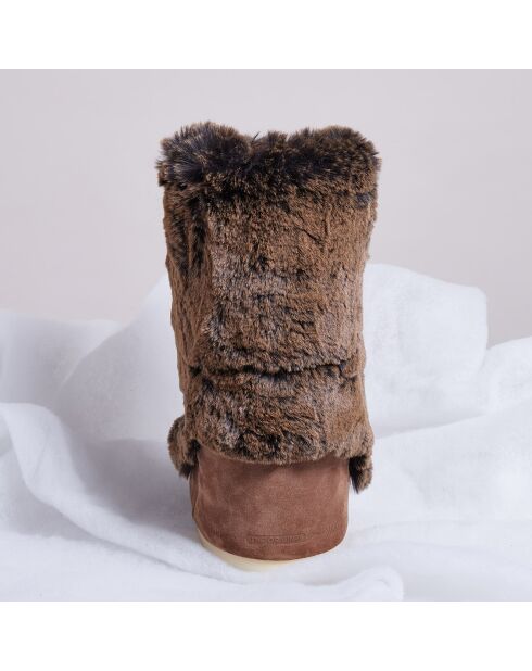 Boots Après-ski en Velours de Cuir et fausse fourrure Soft Fur marron