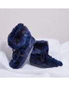 Boots Après-ski en Velours de Cuir & fausse Fourrure Mid Soft Fur bleu foncé