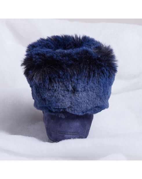 Boots Après-ski en Velours de Cuir & fausse Fourrure Mid Soft Fur bleu foncé
