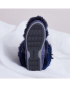 Boots Après-ski en Velours de Cuir & fausse Fourrure Mid Soft Fur bleu foncé