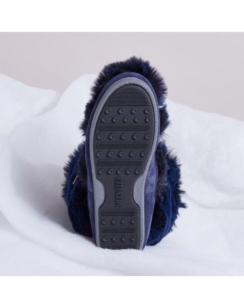 Boots Après-ski en Velours de Cuir & fausse Fourrure Mid Soft Fur bleu foncé