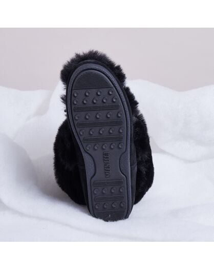 Boots Après-ski en Velours de Cuir & fausse Fourrure Mid Soft Fur noires