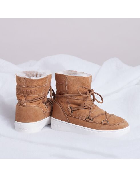 Boots Après-ski fourrées mouton en Velours de Cuir Pulse Girl Shearling whisky