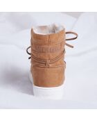 Boots Après-ski fourrées mouton en Velours de Cuir Pulse Girl Shearling whisky