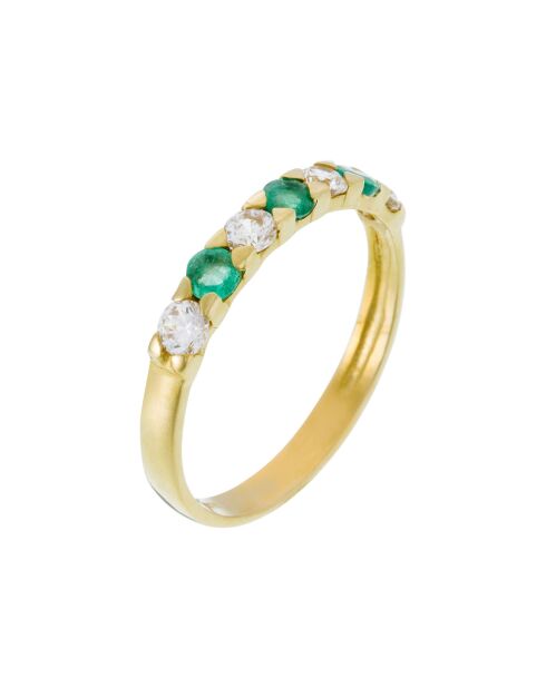 Geelgouden heilige smaragdgroene ring
