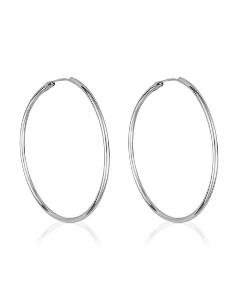 Boucles d'oreilles Créoles lisses or blanc