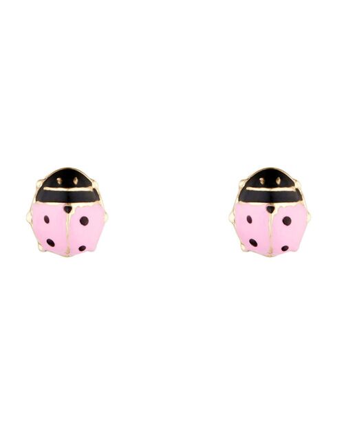 Boucles d'oreilles Coccinelle rosée or jaune