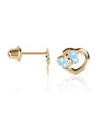 Boucles d'oreilles enfant Petit coeur bleu or jaune