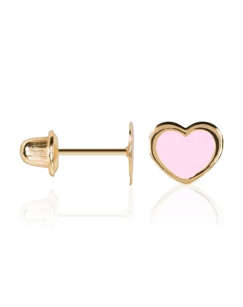 Boucles d'oreilles enfant Coeur rose or jaune