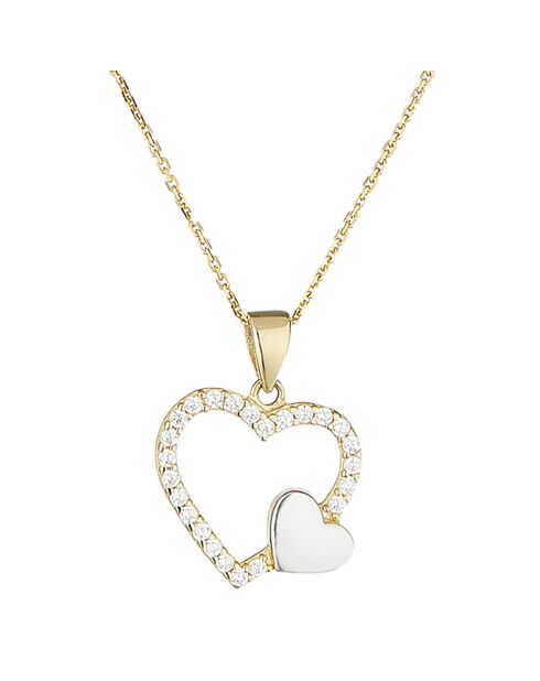 Pendentif Duo de Coeur or bicolore