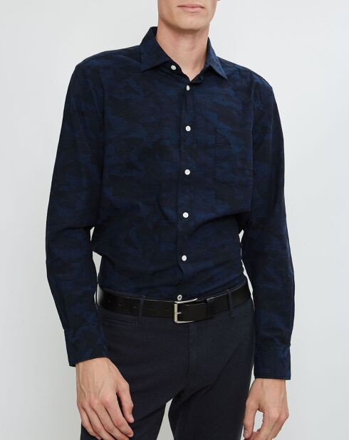 Chemise Régular Paul à imprimé militaire bleue