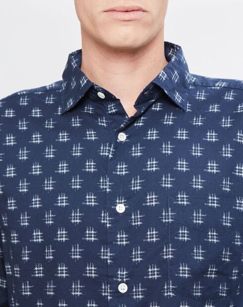 Chemise Régular Penn à motifs bleu foncé/blanc