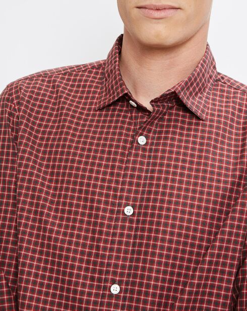 Chemise Slim Sammy quadrillée rouge