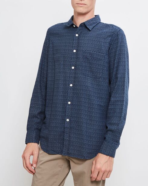 Chemise Slim Storm à imprimé fleuri indigo