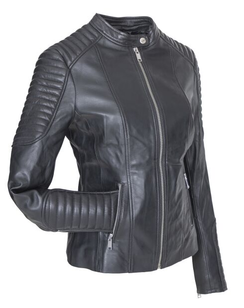 Veste en Cuir Caterina noire